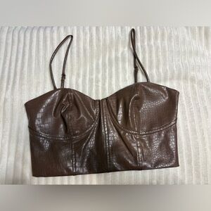 Express Brown Croc-Embossed Tank Top